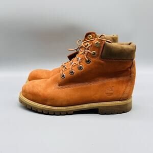 Timberland Boots Mens Size 7 Rust Nubuck Waterproof Work Lace Up Hiking Shoes